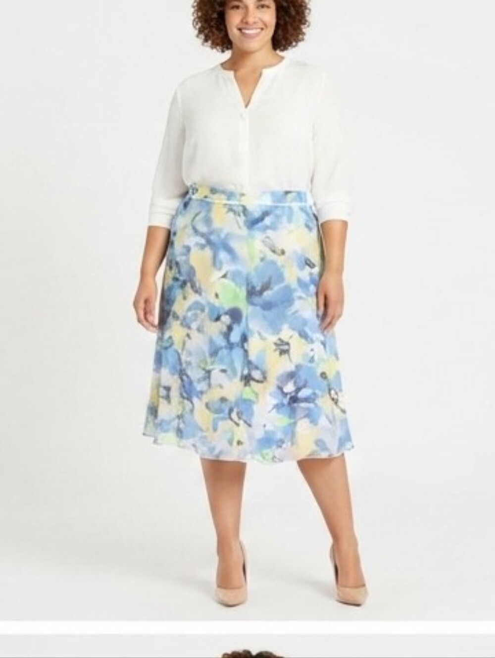 NWT Dressbarn Floral Chiffon A-Line Midi Skirt